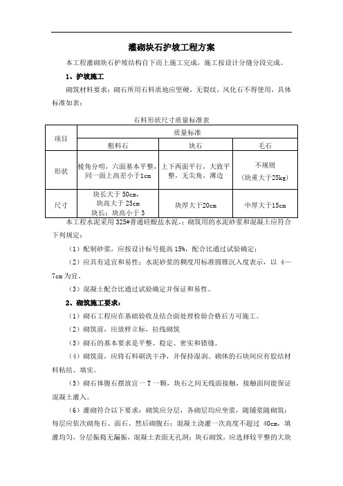 灌砌块石护坡工程方案