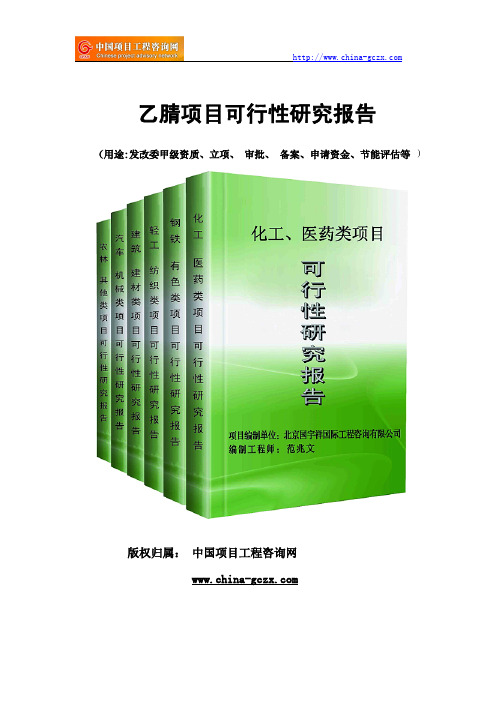 乙腈项目可行性研究报告范文格式(专业经典案例)