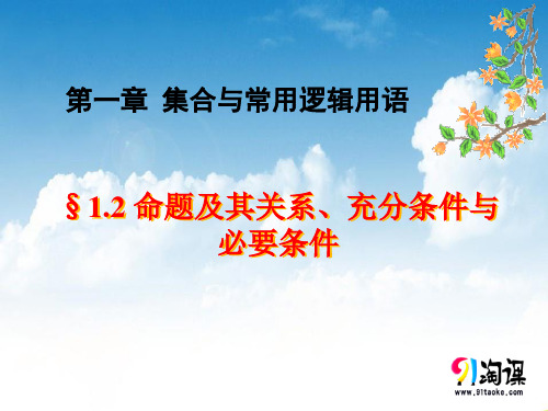 高三数学一轮复习精品课件4：§1.2 命题及其关系、充分条件与必要条件