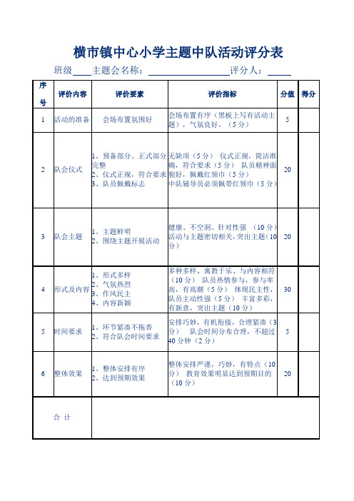 主题中队会评分表