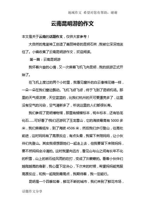 云南昆明游的作文