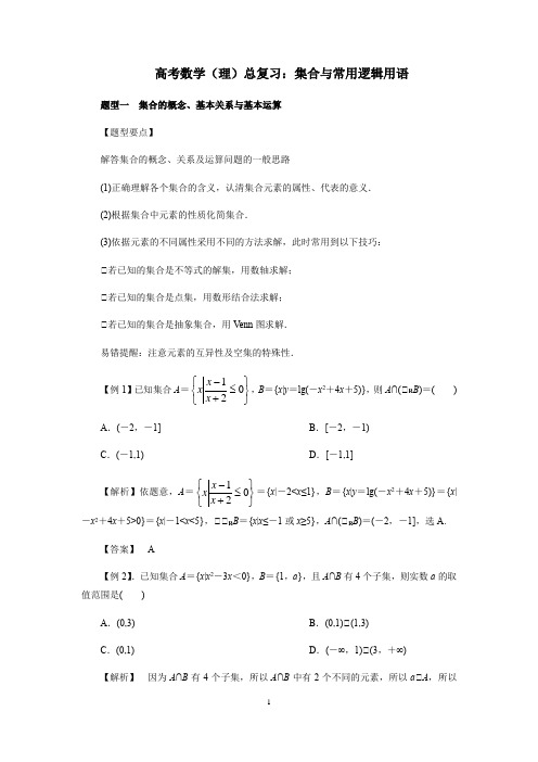 高考数学(理)总复习：集合与常用逻辑用语(解析版)