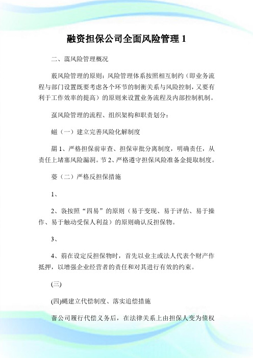 融资担保公司全面风险管理1.doc