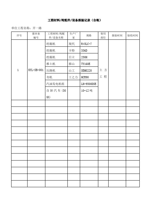 工程材料报验表台账