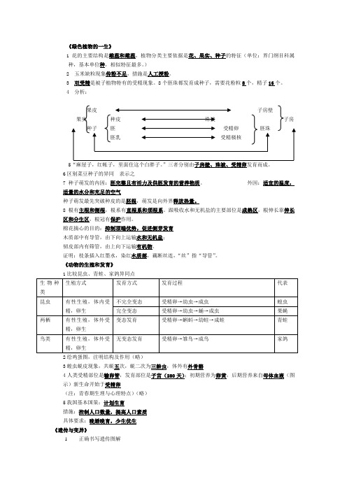 绿色植物的一生提纲