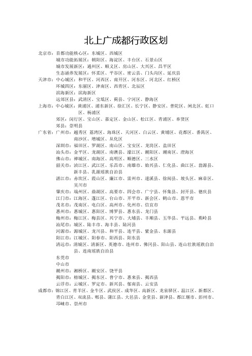 北上广成都行政区划