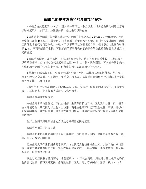 蝴蝶兰的养殖方法和注意事项和技巧