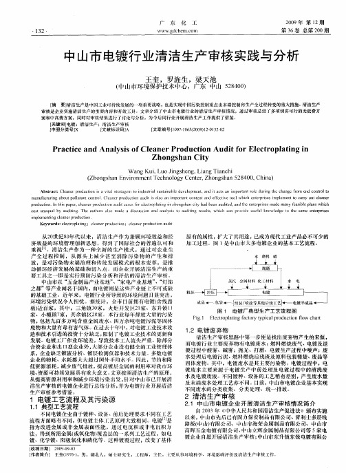 中山市电镀行业清洁生产审核实践与分析