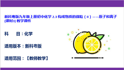 新科粤版九年级上册初中化学 2.3 构成物质的微粒(II)——原子和离子(课时3) 教学课件