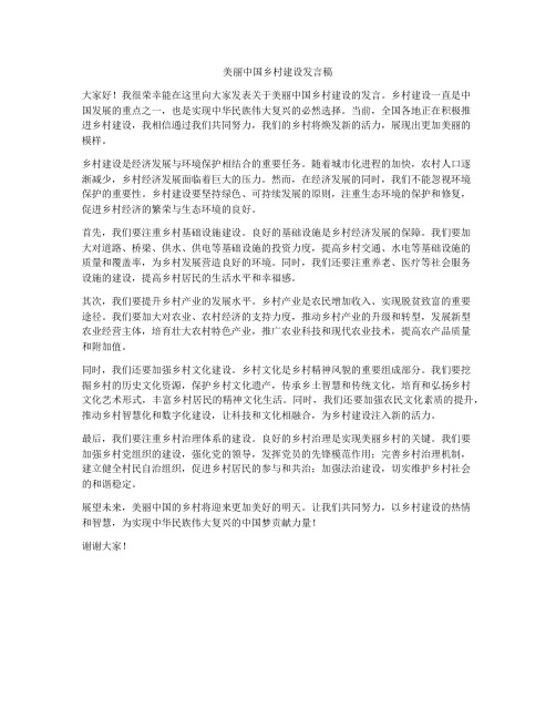 美丽中国乡村建设发言稿