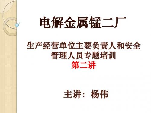 生产经营单位主要负责人和安全管理人员专题培训(第二讲)