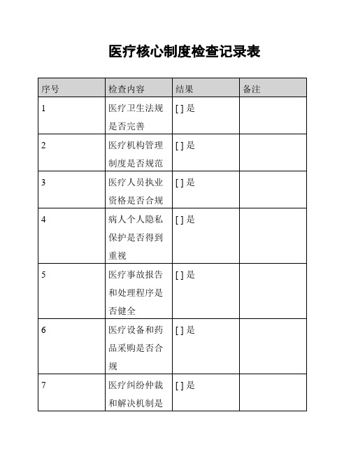 医疗核心制度检查记录表