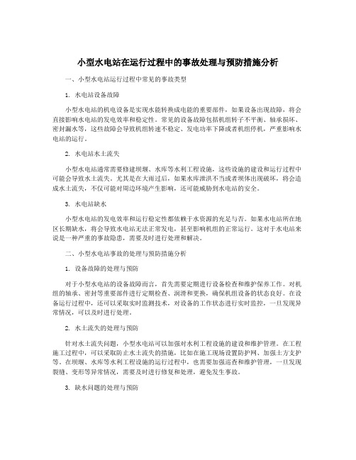 小型水电站在运行过程中的事故处理与预防措施分析