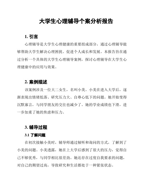 大学生心理辅导个案分析报告