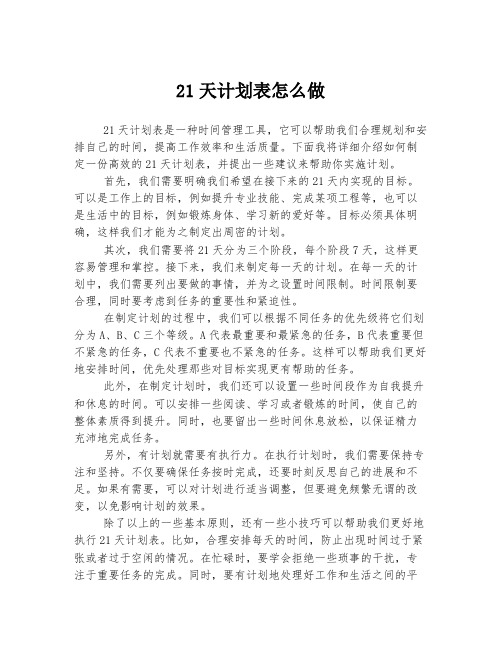 21天计划表怎么做