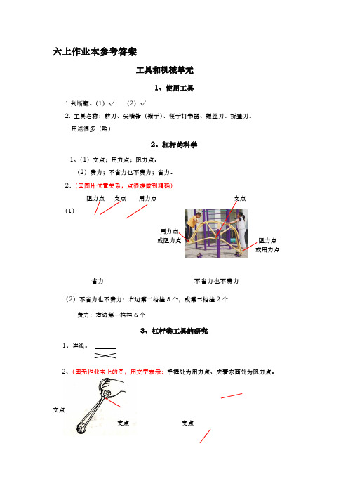 六年级(上册)科学课堂作业本