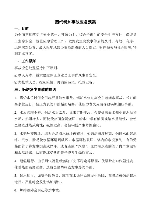 蒸汽锅炉事故应急救援预案