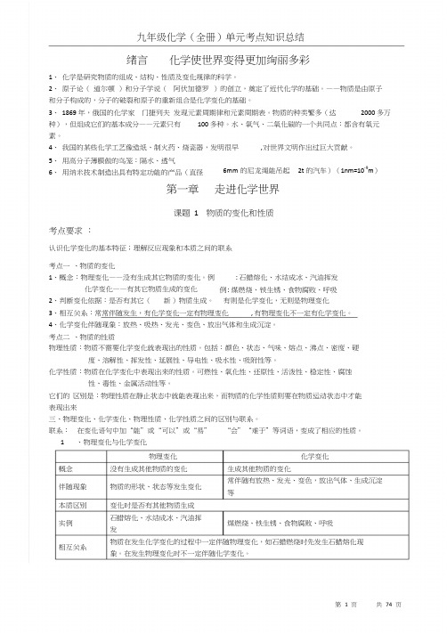 初三化学各章节知识点归纳(全册精选)