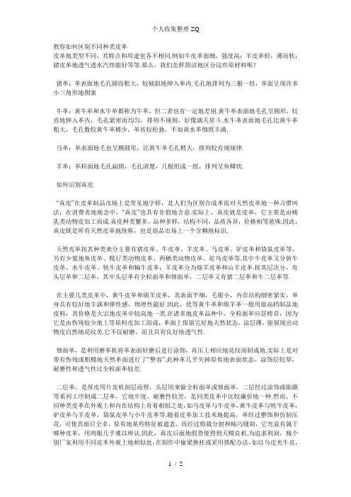 教你如何区别不同种类皮革皮料相关知识(真皮、牛皮、羊皮、猪皮、马皮、人造革)