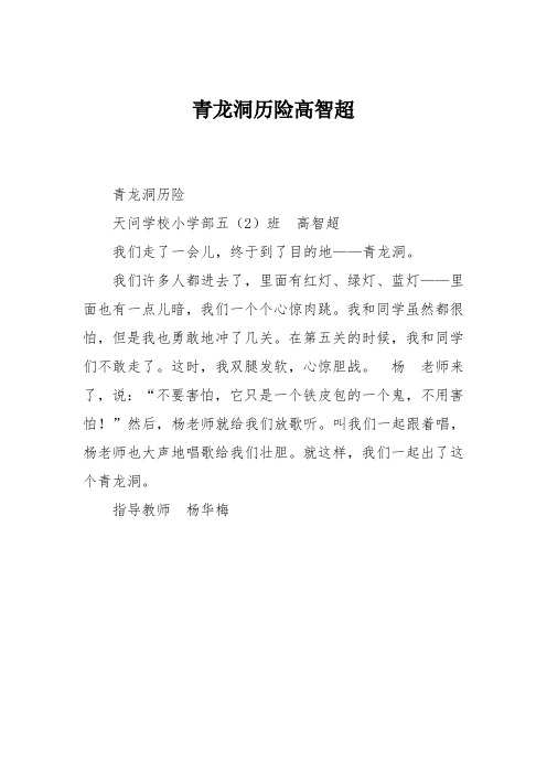 小学五年级作文:青龙洞历险高智超