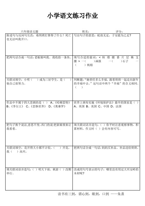 小学六年级语文素养提升练习24 (60)