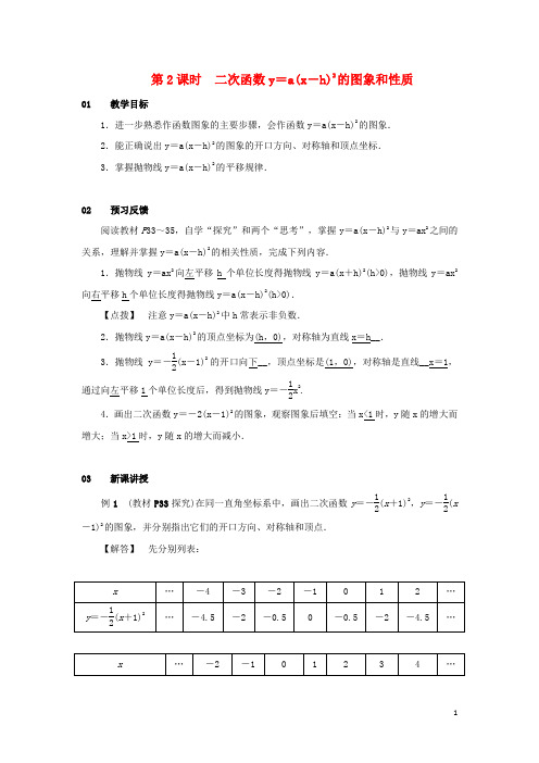 2019九年级数学上册 第二十二章 第2课时 二次函数y=a(x-h)2的图象和性质教案