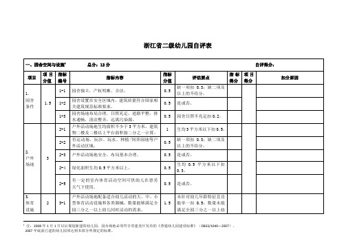 浙江省二级幼儿园自评表