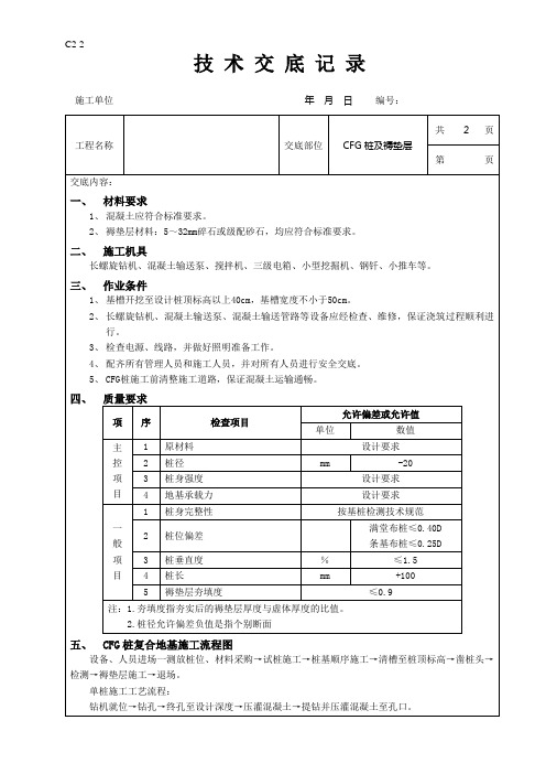 CFG桩及褥垫层