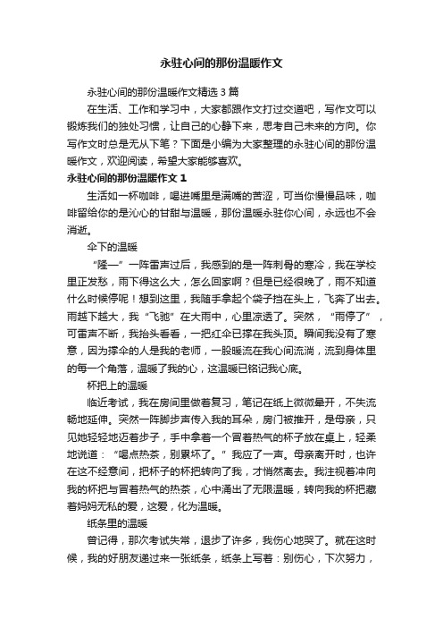 永驻心间的那份温暖作文精选3篇