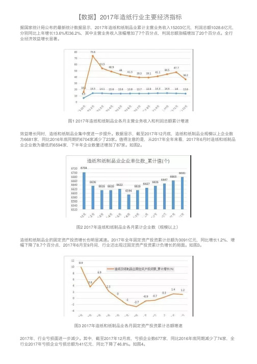 【数据】2017年造纸行业主要经济指标