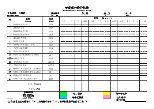 注塑机年度保养维护记录表