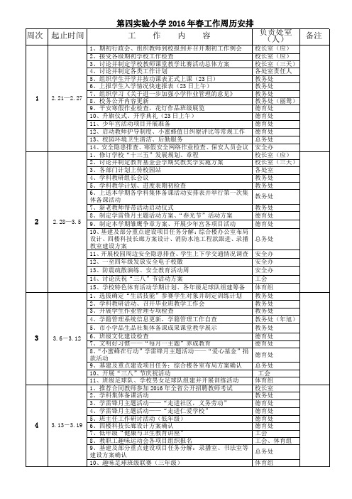 2016年春工作周历安排