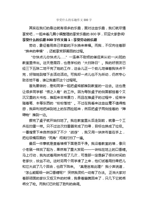 享受什么的乐趣作文800字_中考半命题作文_