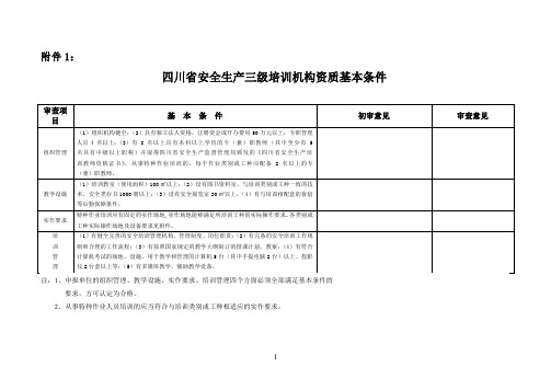 四川省安全生产三级培训机构资质基本条件