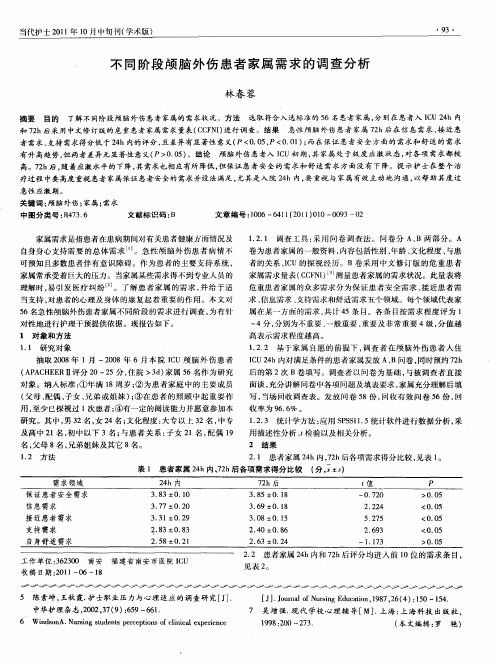 不同阶段颅脑外伤患者家属需求的调查分析