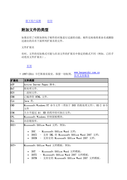 附加文件类型