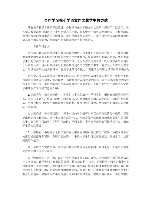 合作学习在小学语文作文教学中的尝试