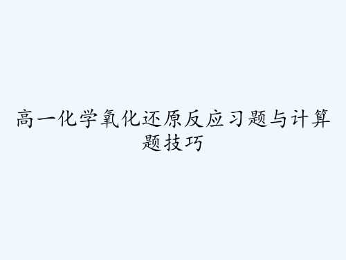 高一化学氧化还原反应习题与计算题技巧 PPT