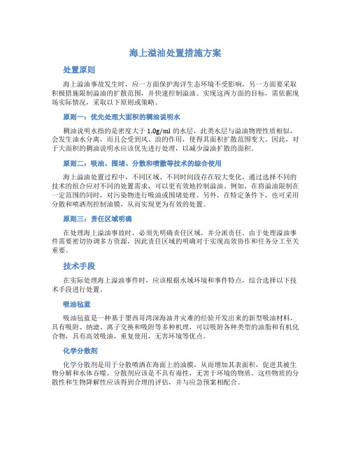 海上溢油处置措施方案