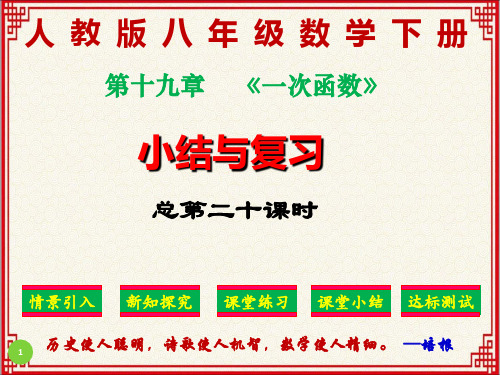 精品课件：人教版八年级下册数学：第十九章《一次函数》小结与复习