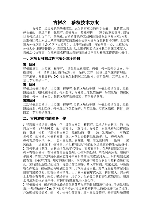 名木古树名木移栽方案