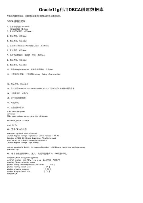 Oracle11g利用DBCA创建数据库