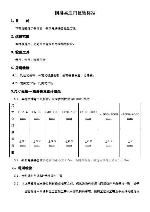 铜排通用检验标准