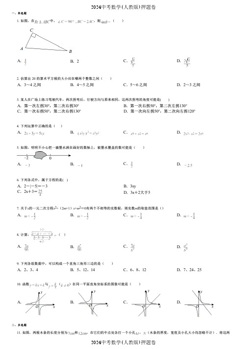 2024中考数学(人教版)押题卷 (734) 