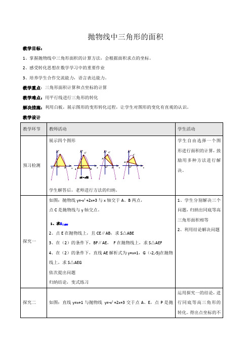 抛物线中三角形面积问题