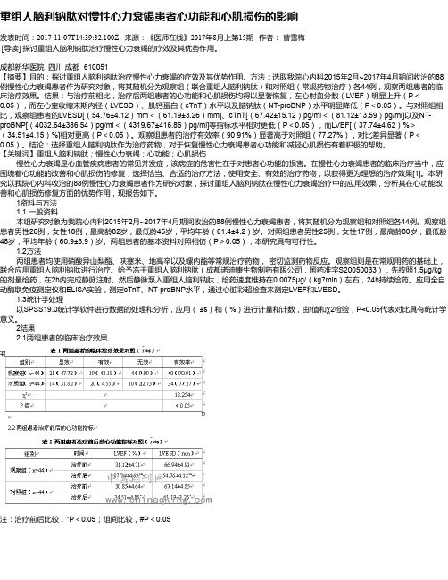 重组人脑利钠肽对慢性心力衰竭患者心功能和心肌损伤的影响