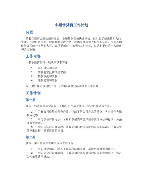 小额信贷员工作计划