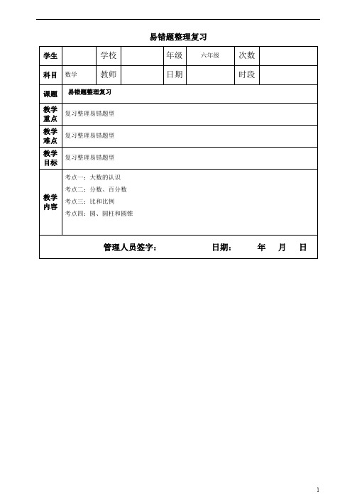 六年级下册数学  易错题整理复习(小升初)