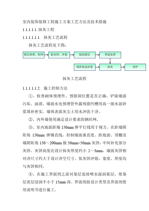 室内装饰装修工程施工方案工艺方法及技术措施