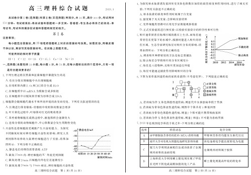 山东省德州市2019届高三下学期一模考试理科综合试卷(PDF版)